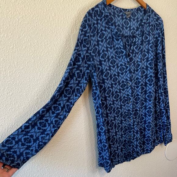 Eddie Bauer Women's Boho Printed Button Up Long Sleeve Light Weight Tunic Medium - Picture 2 of 9